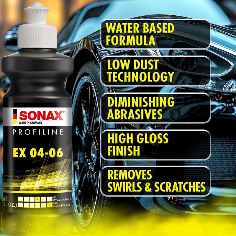 SONAX Profiline EX 04-06 –250mL Professional Grade Silicone-Free High-Gloss Polish for Single-Stage Correction for Light Paint Defects and Finishing – Removes P2000 Grit Sanding Marks - Image 5